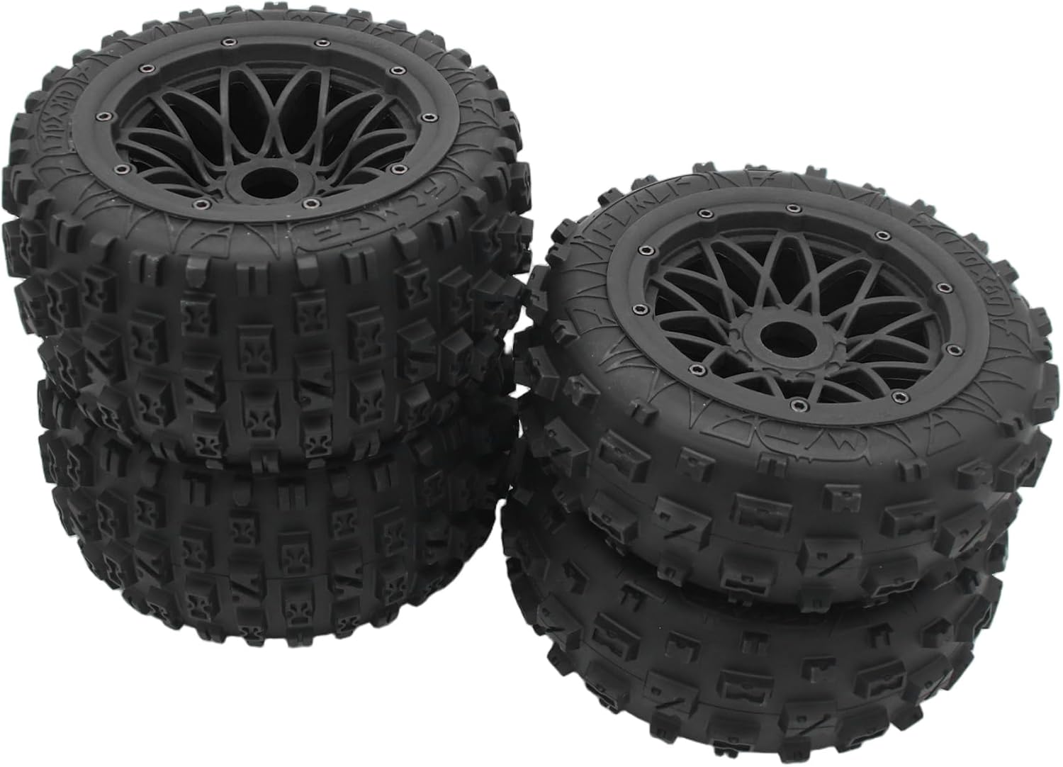 FLMLF Wasteland Tires Front and Rear Assembly Black for 1/5 HPI Baja ROVAN KM 5B Rc Car Parts