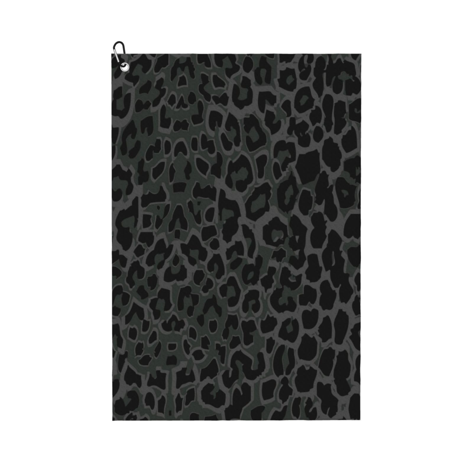 Hnnkloy Seamless Black Leopard Print, 16x24 in Portable Waffle Golf Towels with Carabiner Clip for Golf Bag