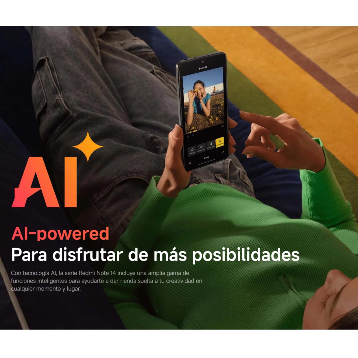 XIAOMI REDMI Note 14 5G Smartphone de 8+256GB Verde Batería de 5110mAh | Pantalla de 6.67" AMOLED FHD+ 120Hz, MediaTek Dimensity 7025-Ultra, cámara de 108MP