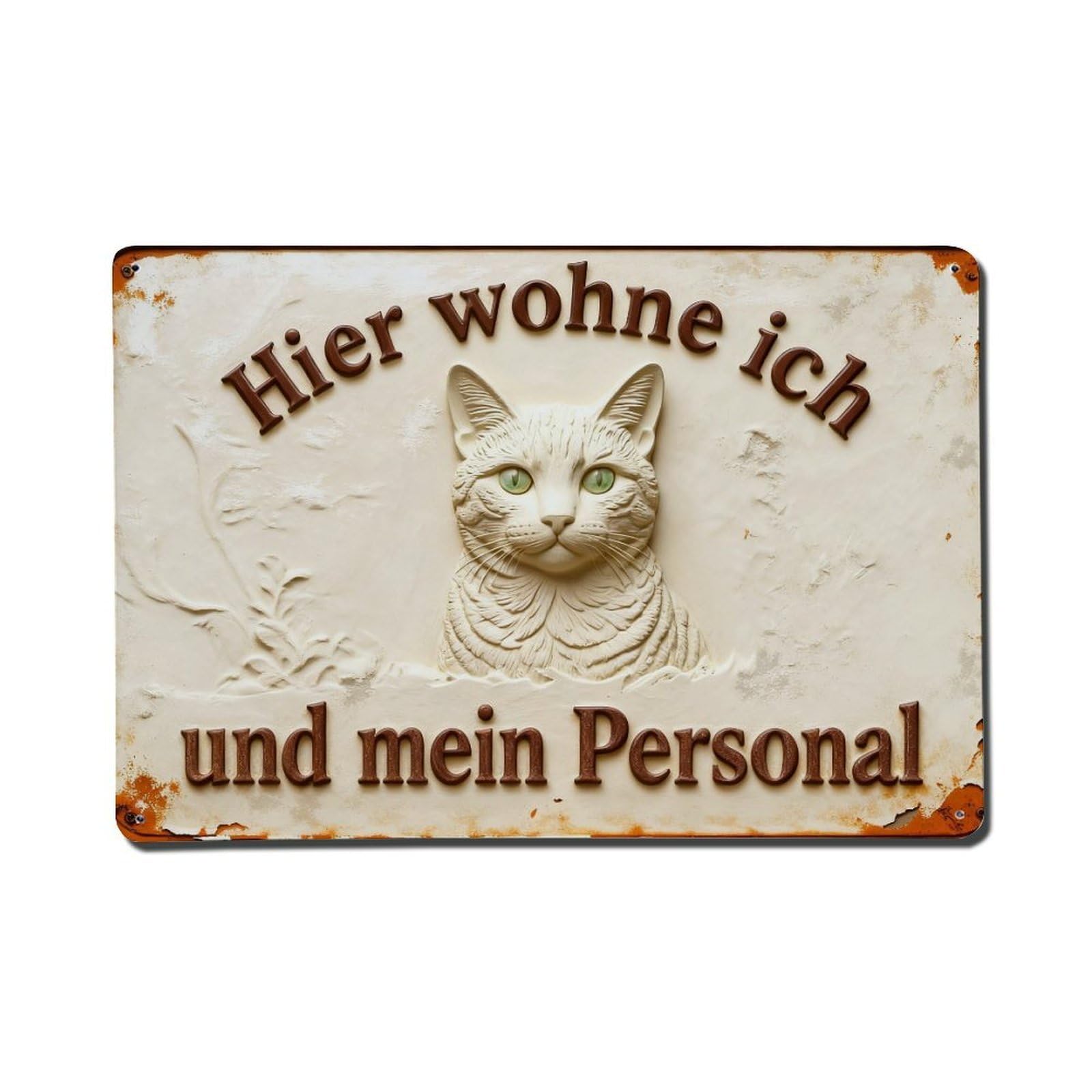 Cat Portrait Sign Text English Metal Tin Sign Plaque