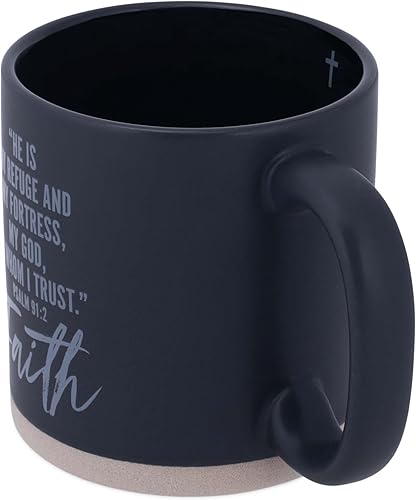 Miniatura 4 de Lighthouse Christian Products Faith - Taza de cerámica negra de doble cara con versículos de 16 onzas