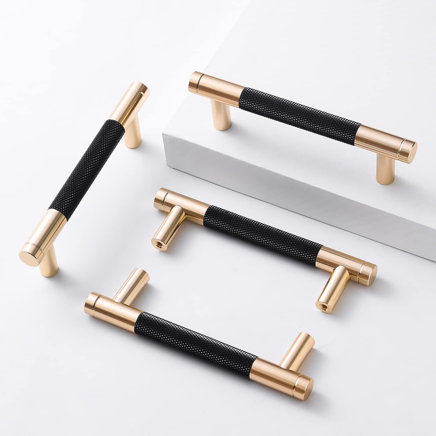 12 Pack 3 3/4 Inch 96 mm Barrel Cabinet Pulls Gold and Black Cupboard Aluminum Handles Drawer Pull Cabinet Handles 3.75 12pack Gold and Black 3 3/4 Inch Gold and Black 12