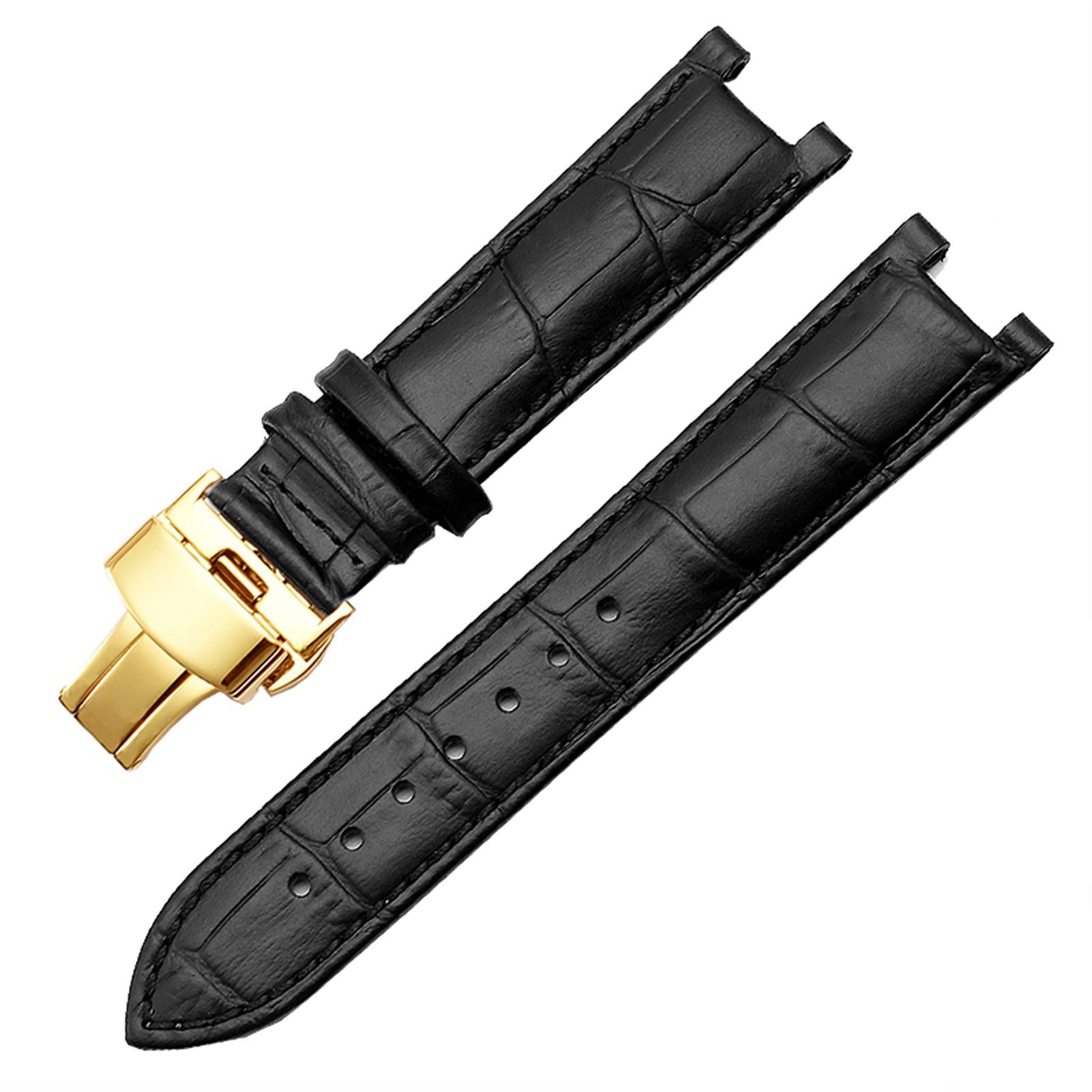 FFHAO Genuine Leather Watchband For GC 22 * 13mm 20 * 11mm Notched Strap Withstainless Steel Butterfly Buckle Men And Women Watch Belt