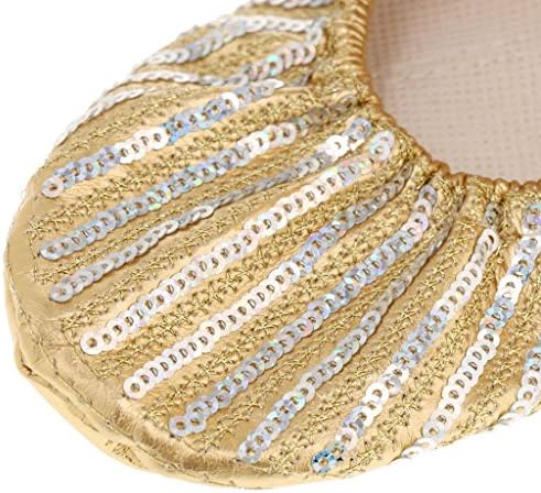 APLVFFZH 2 Pairs Ballet Dance Shoes Flats Slippers for Women PU Leather Sole Elastic Mesh Upper Sequin Design Breathable Non Slip Wear Resisting Suitable - 3