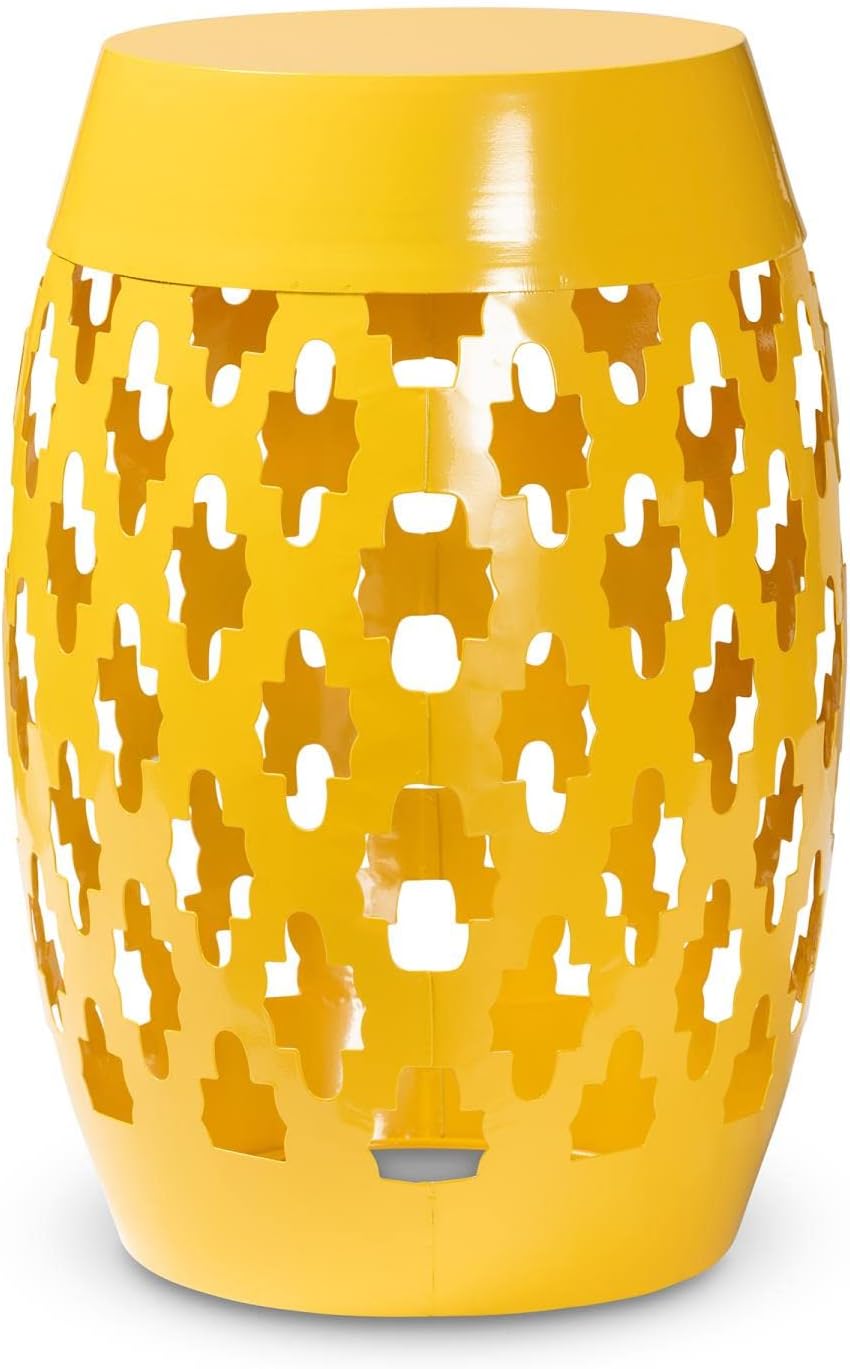 Baxton Studio Branson Yellow Finished Metal Outdoor Side Table