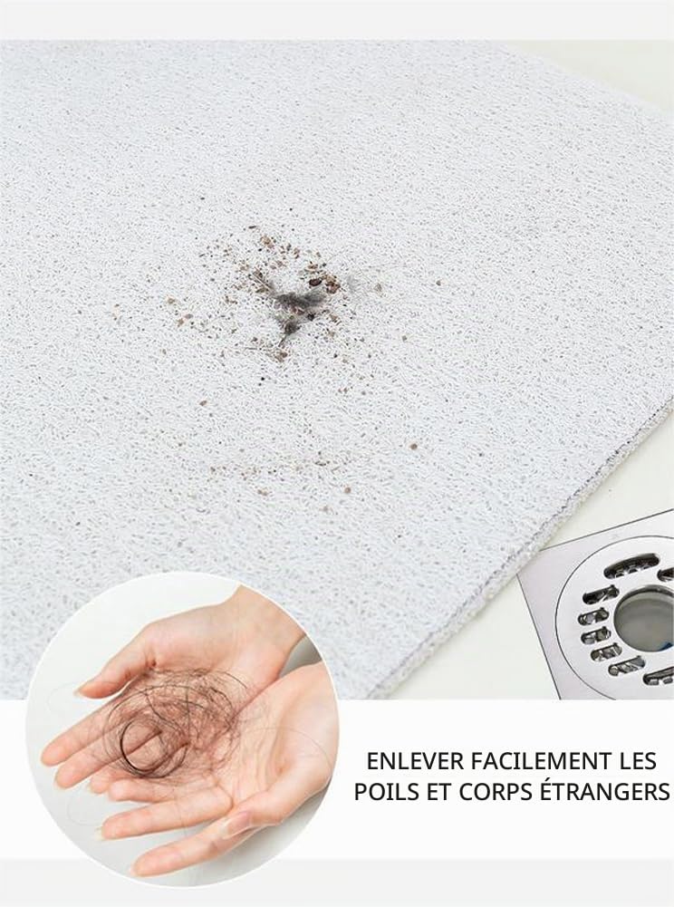 Grand Tapis de Douche - Antidérapant Anti-Moisissure, Tapis de Bain en Loofah Confortable et Doux avec Trou de Drainage, Tapis de Sol de Salle de Bain Lavable et à Séchage Rapide, Massage des Pieds