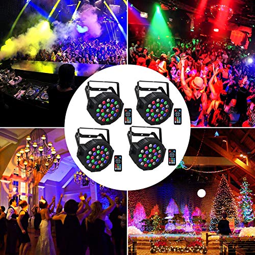 24W Stage Lights, LaluceNatz 24 LED Par Lights 8 Channels RGBW Sound Activated Dj Lights with Remote DMX512 Control for Halloween Christmas Wedding Church KTV Disco Dance Party Stage Lighting(4pcs) - Thumbnail 6