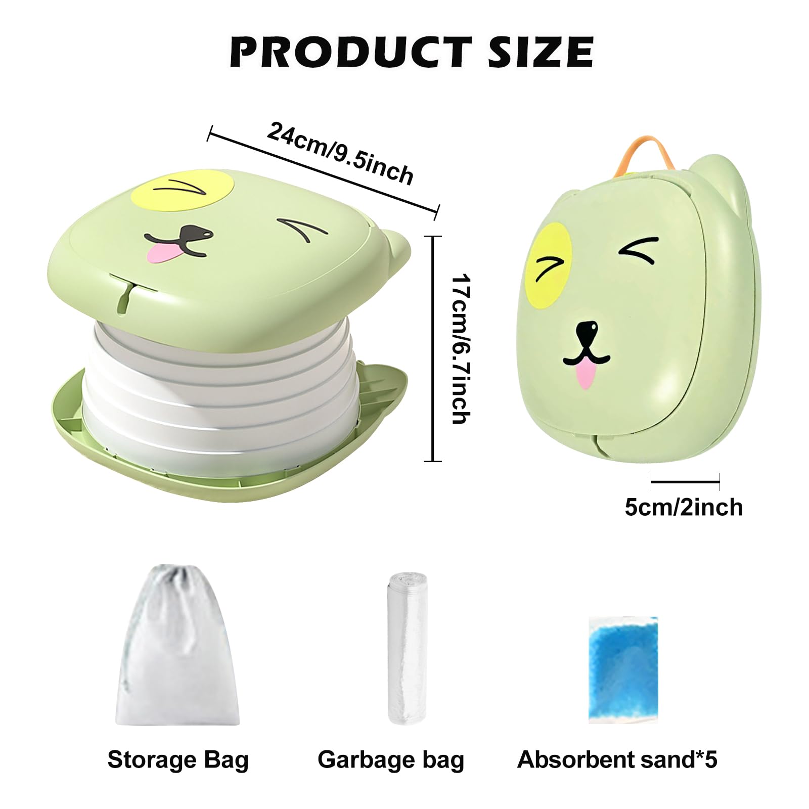 Sedile WC pieghevole per bambini, vasino da viaggio per auto, per esterni e interni, pratico per campeggio e viaggi, compatto e portatile, rosa (toilette pieghevole per bambini, verde)