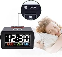 Vista 2 de GULRUH Alarm Clocks, Color Digital Alarm,Clock with Outdoor and Indoor Temperature Hygrometer,Humidity Clock Wake Up (Color Black)