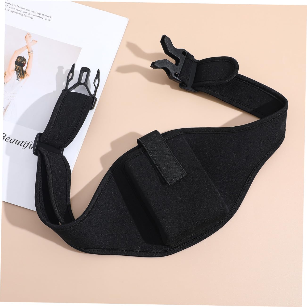 Toyvian Ceinture de Microphone en Néoprène Réglable Poche Frontale et Boucle Rapide pour Entraînement Fitness et Yoga, Maintien Sécurisé et Confortable