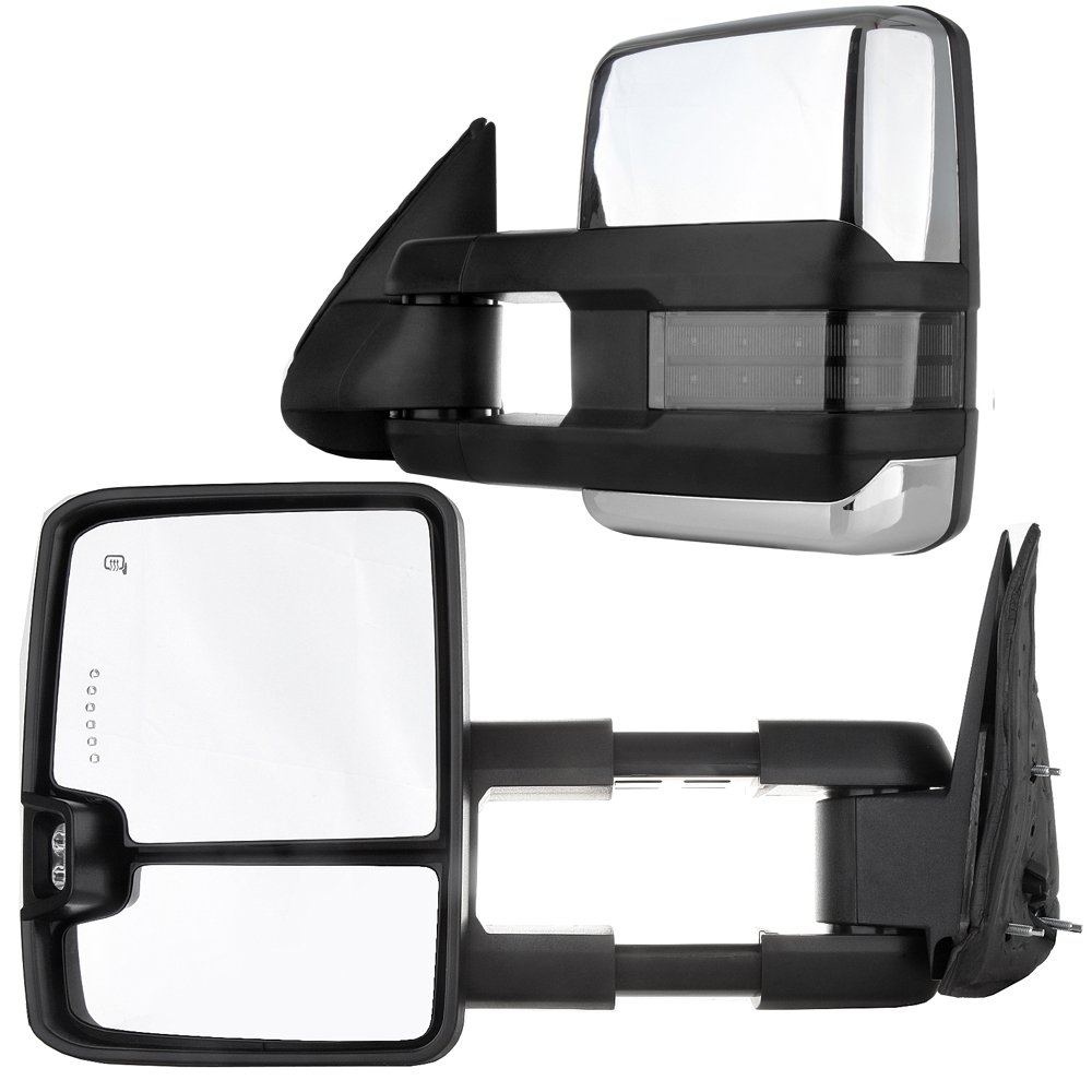Tow Mirrors Towing Mirrors Fit for 2003-2006 for Chevy Silverado Pickup All Models for GMC Yukon Yukon XL Yukon Denali Mirrors with Left Right Side Power Heated Turn Signal Chrome