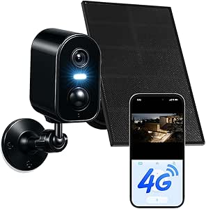 KKB 4G LTE Cellular Security Camera Built-in SIM Card, 2K No WiFi Security Cameras with Solar Panel, Wireless Outdoor Battery Camera No Internet, PIR Motion Detection, Color Night Vision, 2-Way Audio asin的图片
