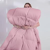 Vista 6 de DOWNCOOL Edredones tamaño King, inserto de edredón, edredón de temporada completa color rosa claro, colcha ligera, edredón alternativo de hotel