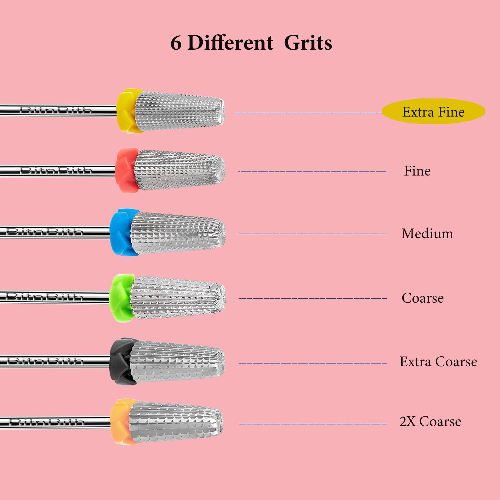 Brocas de uñas 5 en 1, brocas profesionales de carburo de 3/32 pulgadas para uñas multifunción, eliminación rápida de acrílico de gel duro para cutículas, manicura y pedicura, rotación 7