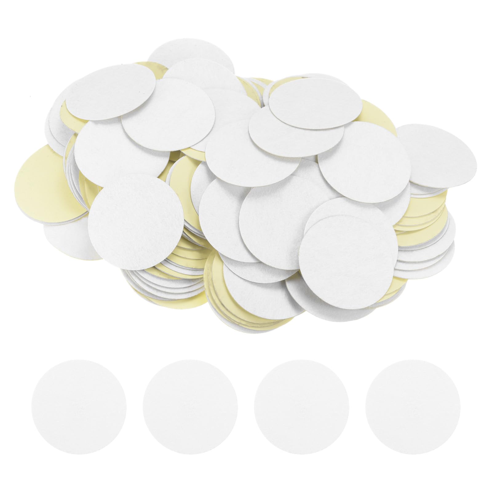 HARFINGTON 200pcs Round Adhesive Felt Circles, 65mm 2.5" Pre Cut Felt Craft Stickers Non-Woven Mini Felt Fabric Circles for DIY Sewing Handcraft Cut Projects Craft Finishing, White