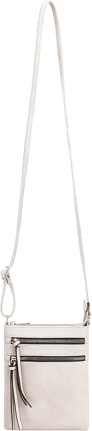DELUXITY | Crossbody Purse Bag | Functional Multi Pocket Double Zipper Purse | Adjustable Strap | Medium Size Purse | Beige - Image 7