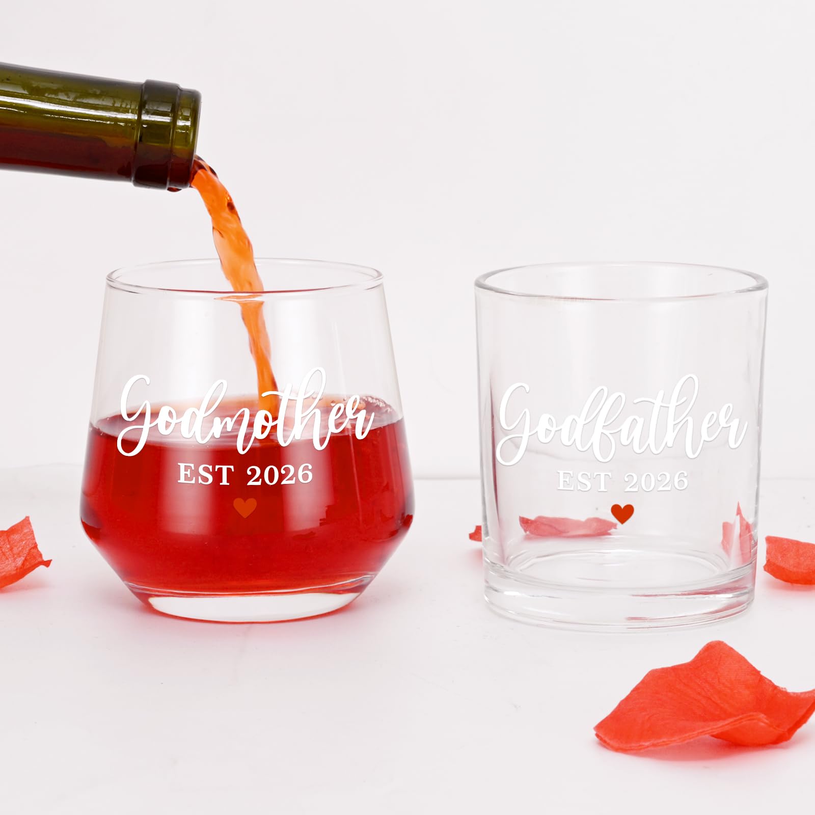 Futtumy Godparents Proposal Gift, Godfather Godmother EST 2026 Whiskey Wine Glasses for Birthday Christmas Mothers Day Fathers Day, Godmother Proposal Gift, Baptism Gifts for Godparents from Godchild