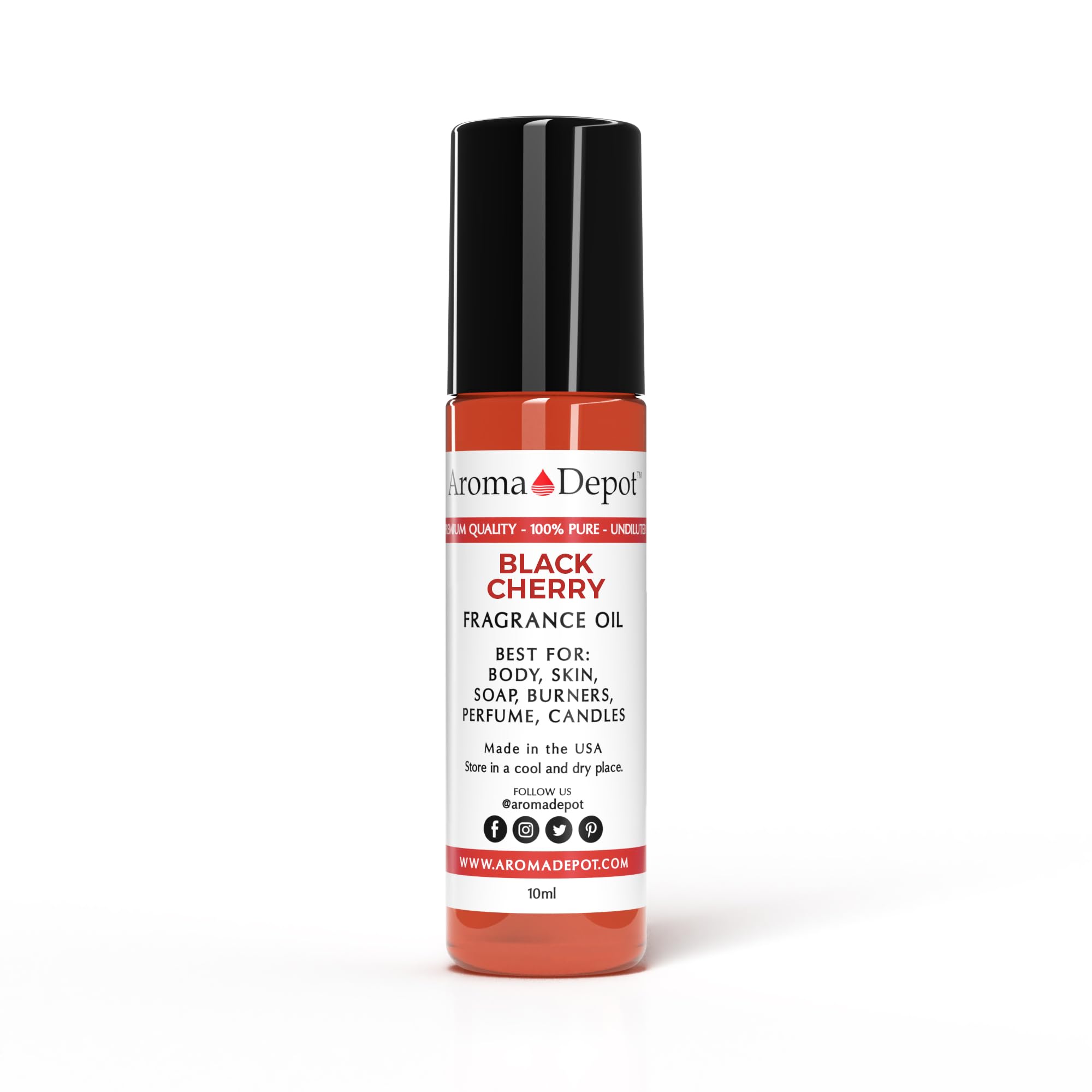 Aroma Depot Black Cherry Roll On Perfume Oil 10ml – Alcohol Free Fragrance Body Oil – Skin Safe, Phthalate Free, Travel Size 0.33 Fl Oz