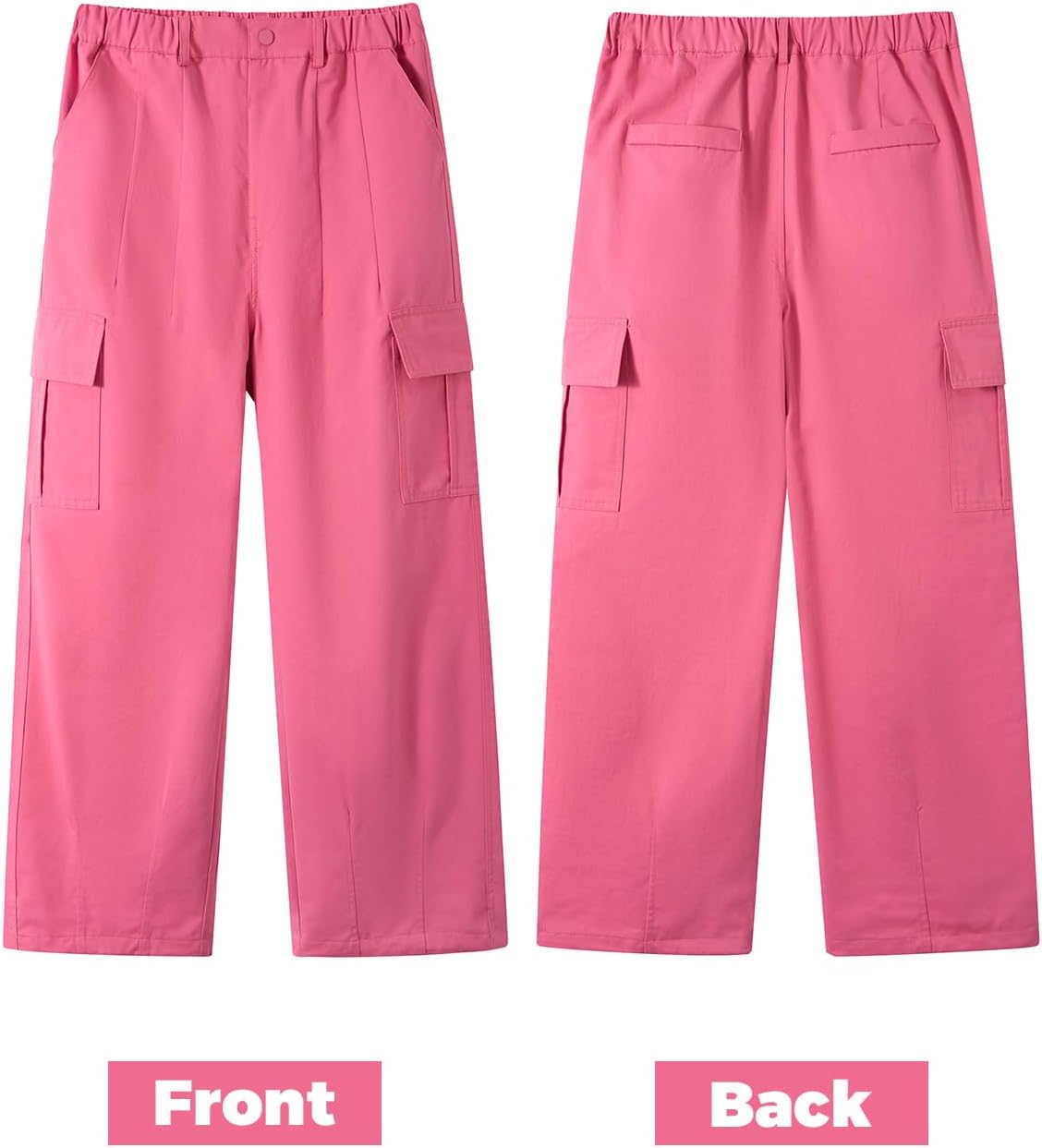 Rolanko Girls Cargo Pants Wide Leg Streetwear Kids Pants with Pockets Trendy Jogger Trousers 4-14 Years - Image 5