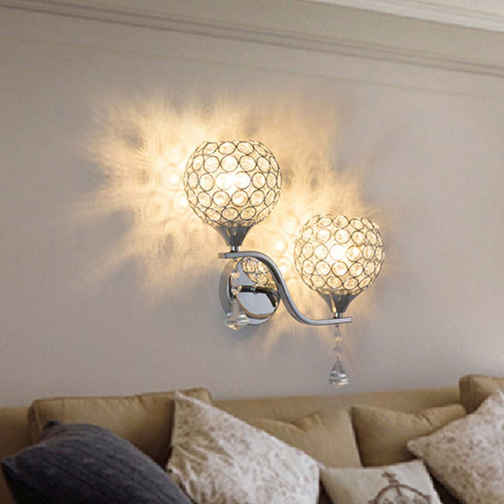 Lampada Da Parete TTNAO In Cristallo | Applique Moderna | Per Camera, Soggiorno, Bagno | Con Paralume A Cono - Foto 8