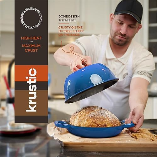 Miniatura 3 de Horno holandés de hierro fundido esmaltado para hornear pan de masa madre  Olla de 6 cuartos de galón con tapa  Juego de utensilios de cocina de