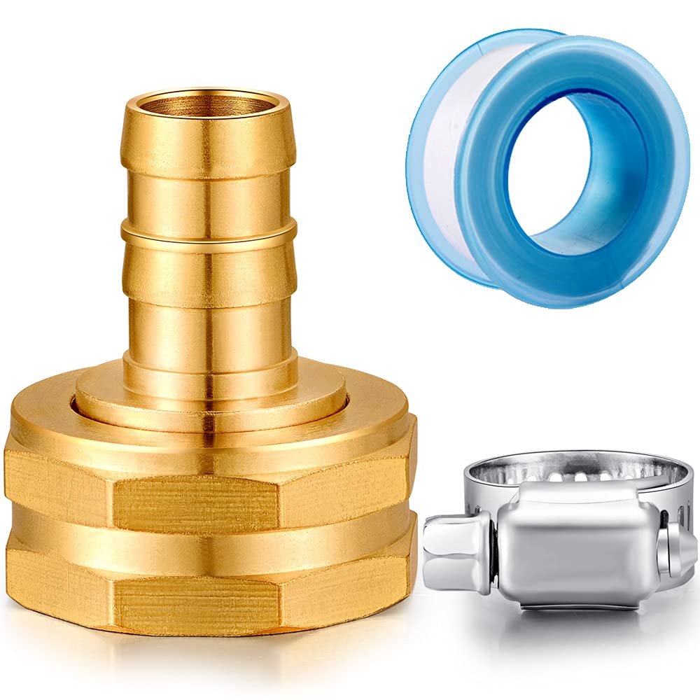 Solid Brass Garden Hose Repair kit Connector with Clamps 1/2" Barb x 3/4" Female,Fit for Garden Hose Fitting,Male and Female Hose Fittings
