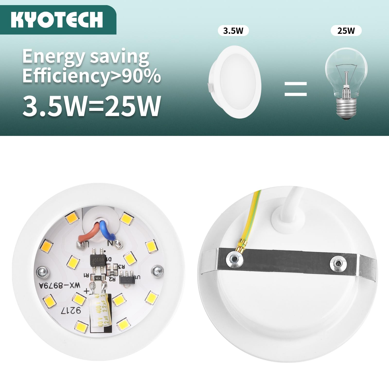 luminaires pour meuble 230V, 3.5W LED IP44 G4 20mm spots encastrables pour meuble plat 3 températures de couleur 3000k/4000k/6000k hotte de cuisine, spot encastrable salle de bain (Blanc, Set de 3 )