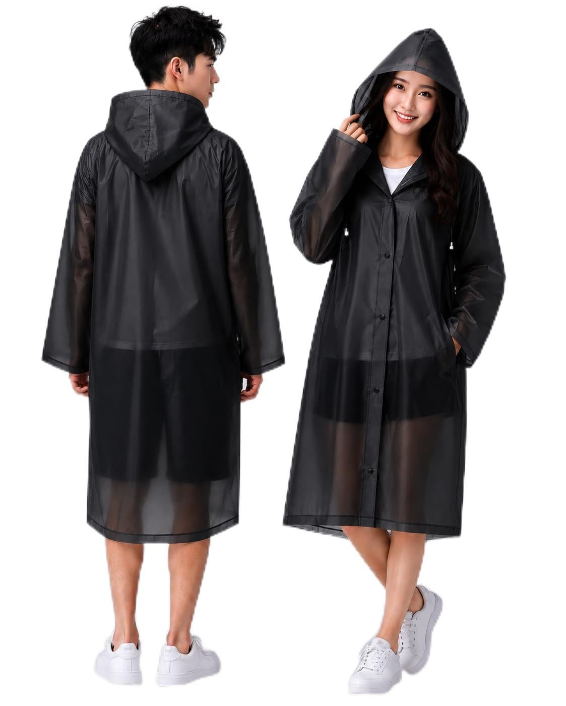 Eco-Friendly EVA Poncho Raincoat with Hood, Lightweight Waterproof Coat, Adjustable Drawstring, Button Closure, Reusable Outdoor Rainwear for Men and Women-image-39
