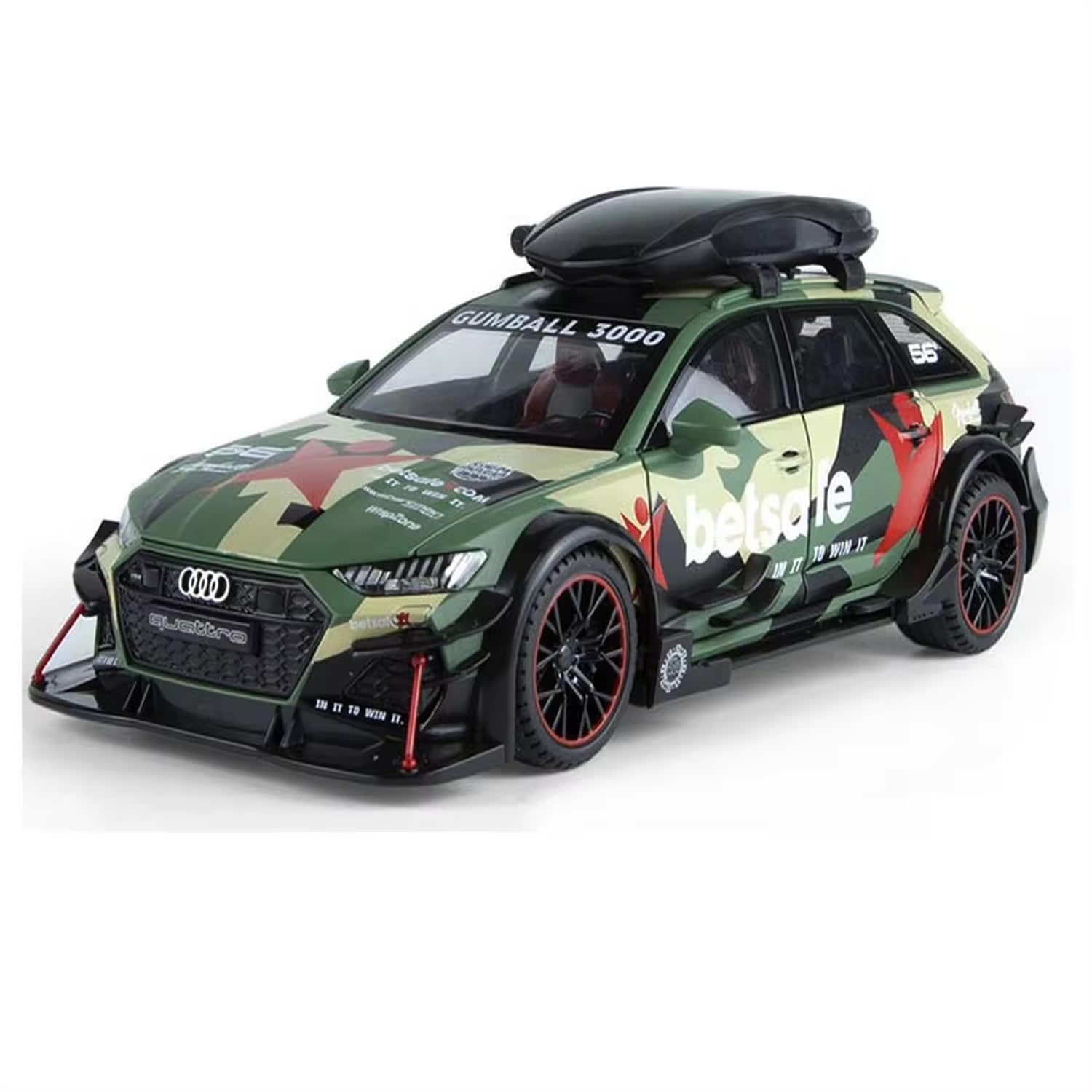 SR TOYS 1:24 Audii RS6 Avant ABT Militery Super Car Models Alloy Diecast Vehicle Toy Gift with Sound and Light (Colors as Per Stock)