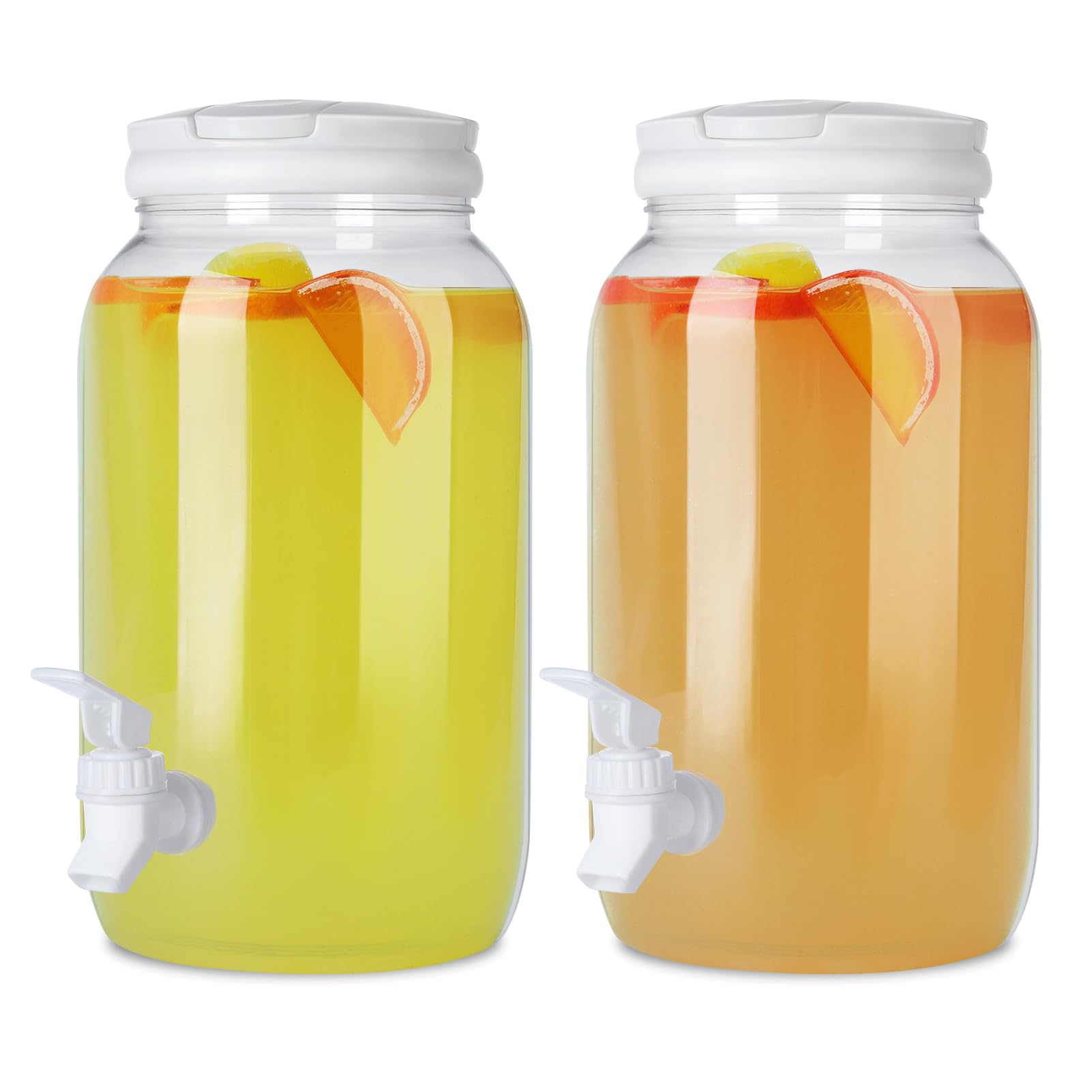 Plastic Drink Dispenser with Tap,2 Pack 3L Cold Water Dispenser with Tap,Handle,Screw-Top Lid Fridge Water Dispenser Cocktails,Infused & Soft Drinks for BBQ's Parties Home