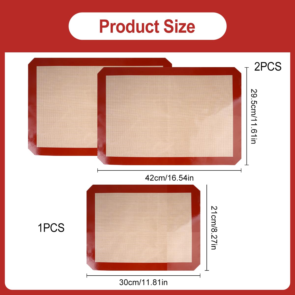 Tapis de Cuisson Silicone pour Four 3 Pièces Réutilisable Anti-Adhésif Sans BPA