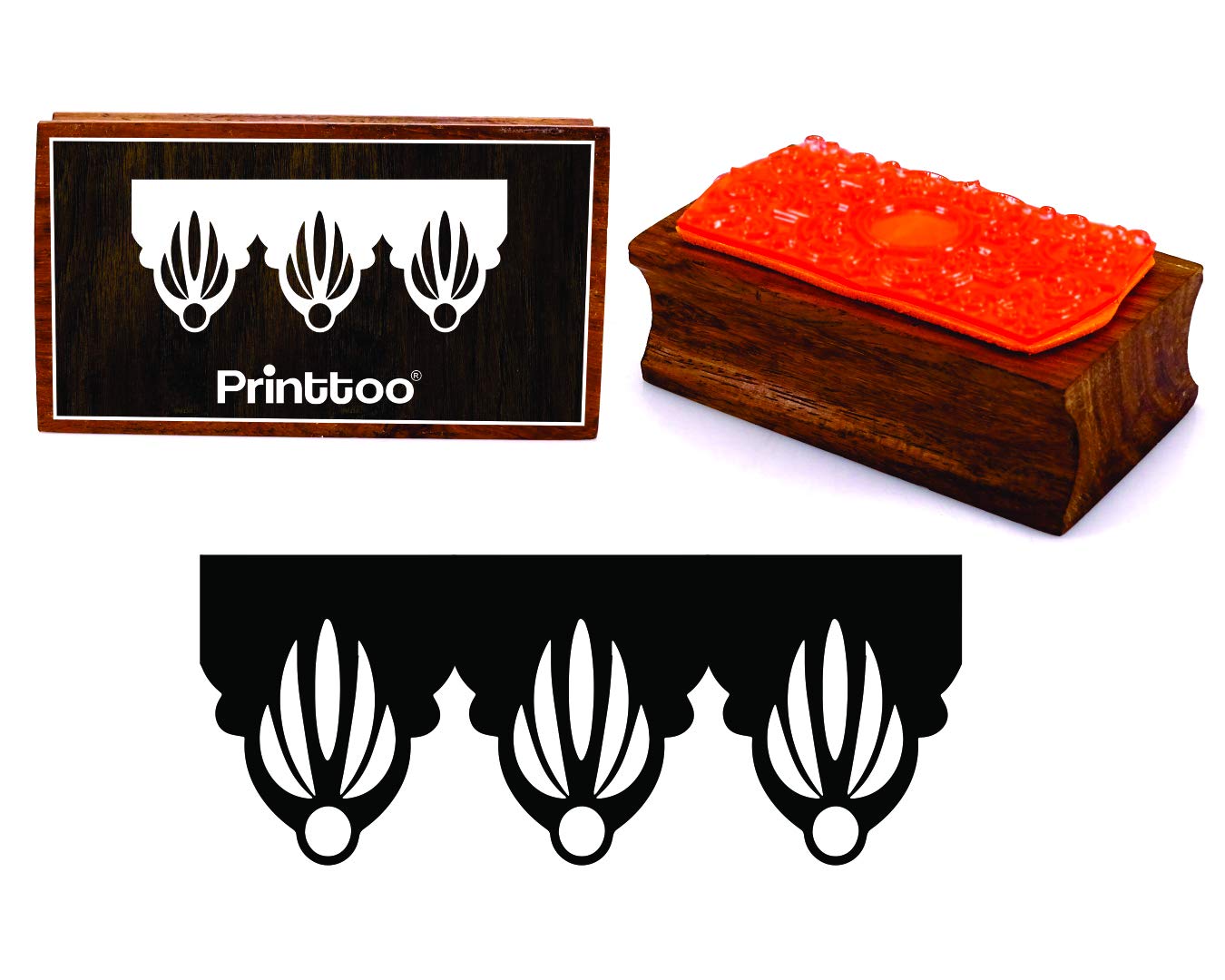 Silhouettes Lace Ornate Border Rectangular Wooden Rubber Stamp Block Scrap-Booking