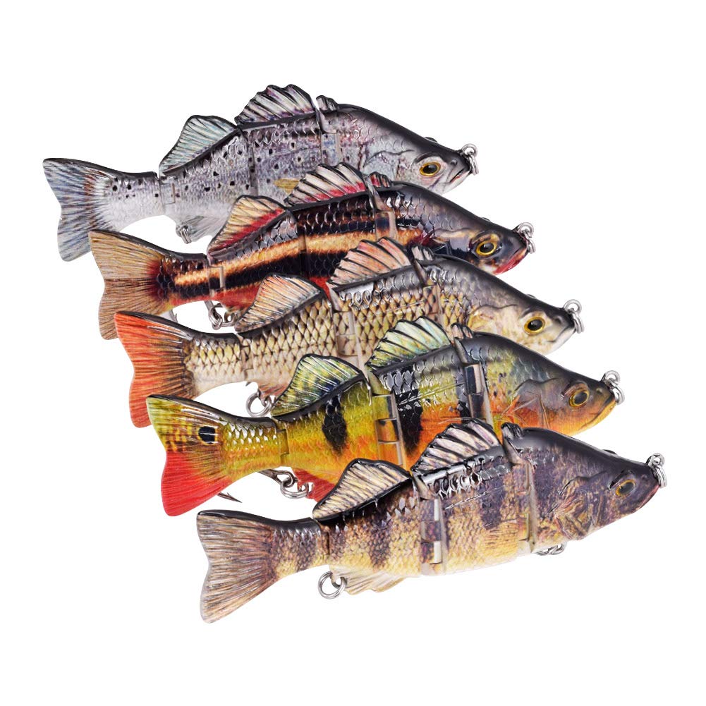 BOMSO Fishing Lures 5PCS VIB Swimbait Bass, Fishing Lures Crankbait Jointed Trout Swimbait Mustad Hooks