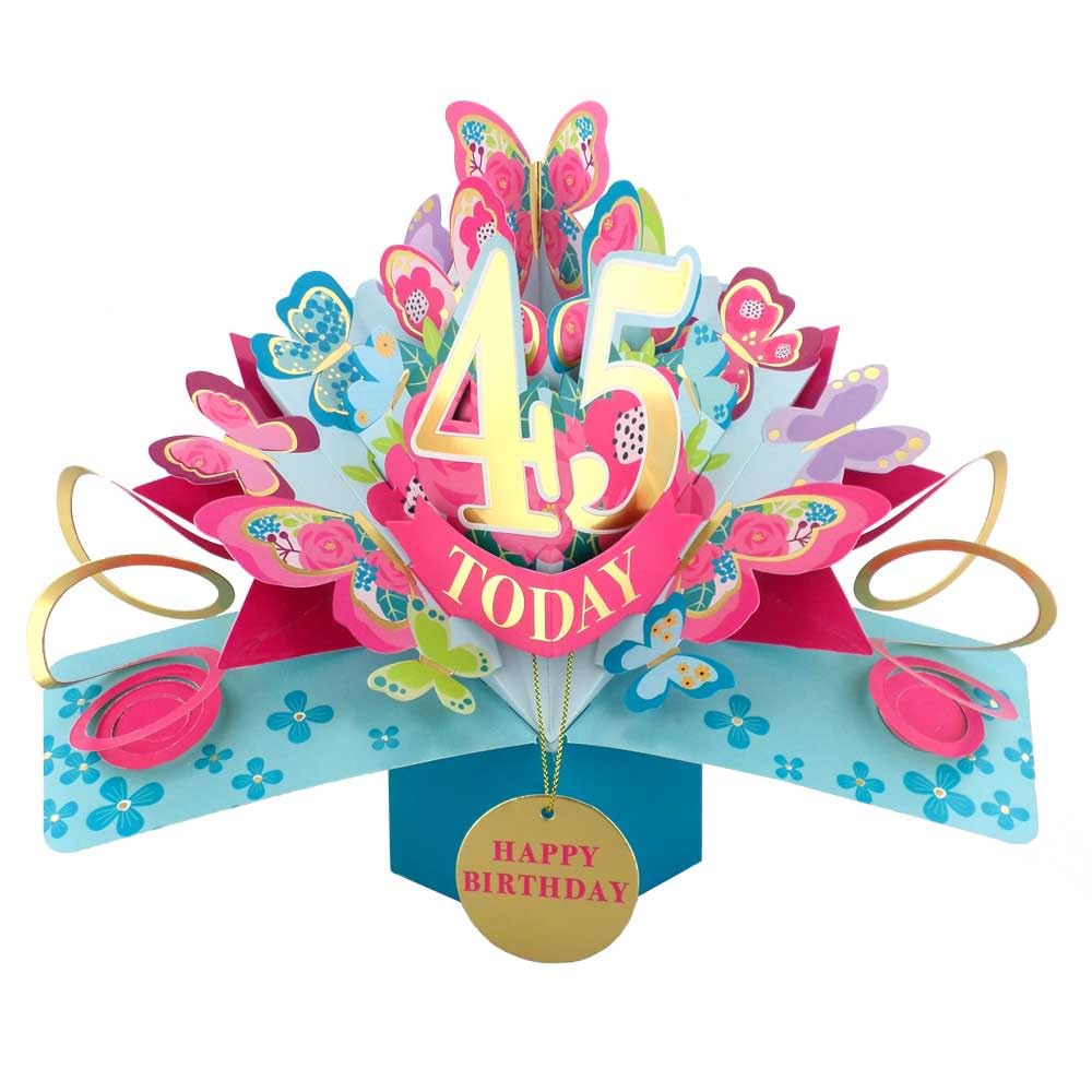 45 Today Happy 45th Birthday Pop-Up Greeting Card Love Kate's Pop Up Cards Her Design POP236MC45 — image 1