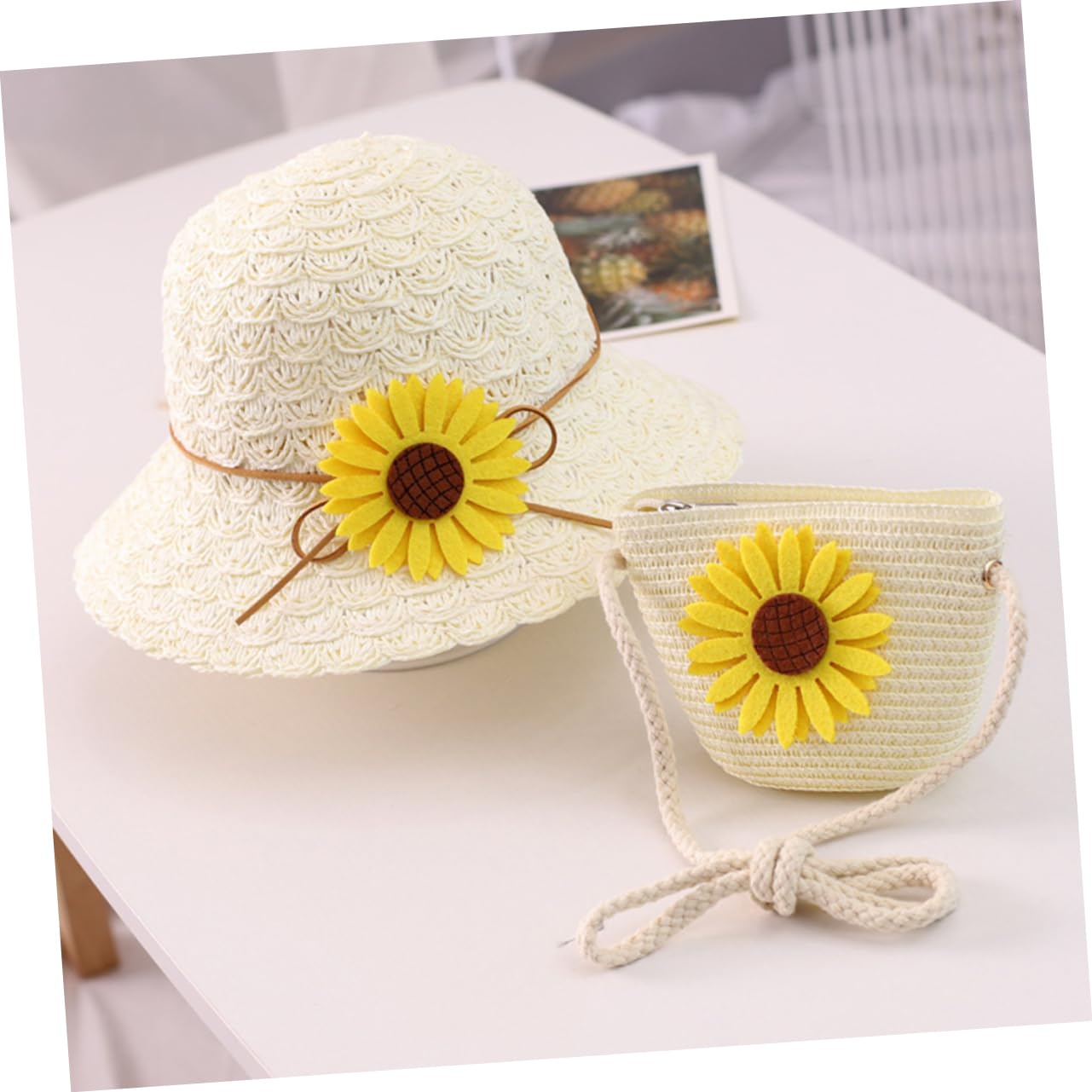 PACKOVE Strohhut Für Hüte Für Kleinkinder Gewebte Strandtasche Bucket Hats Für Sonnenhut Strandtaschen Aus Stroh Sonnenhut Für Jungen Weiden Teenager Weiß