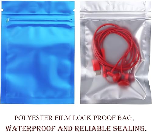 Miniatura 26 de Bolsas de papel de aluminio con cierre hermético resellable, antiolores, 100 unidades, para regalos de fiestas y almacenar comida. Negro -,Negro