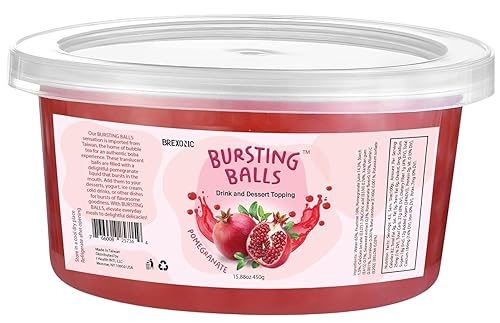 BREXONIC Popping Boba Pearls - Bolas de té explosivas, bebida y cobertura de postres Fresa, mango, arándano, fruta de la pasión, perlas de té de