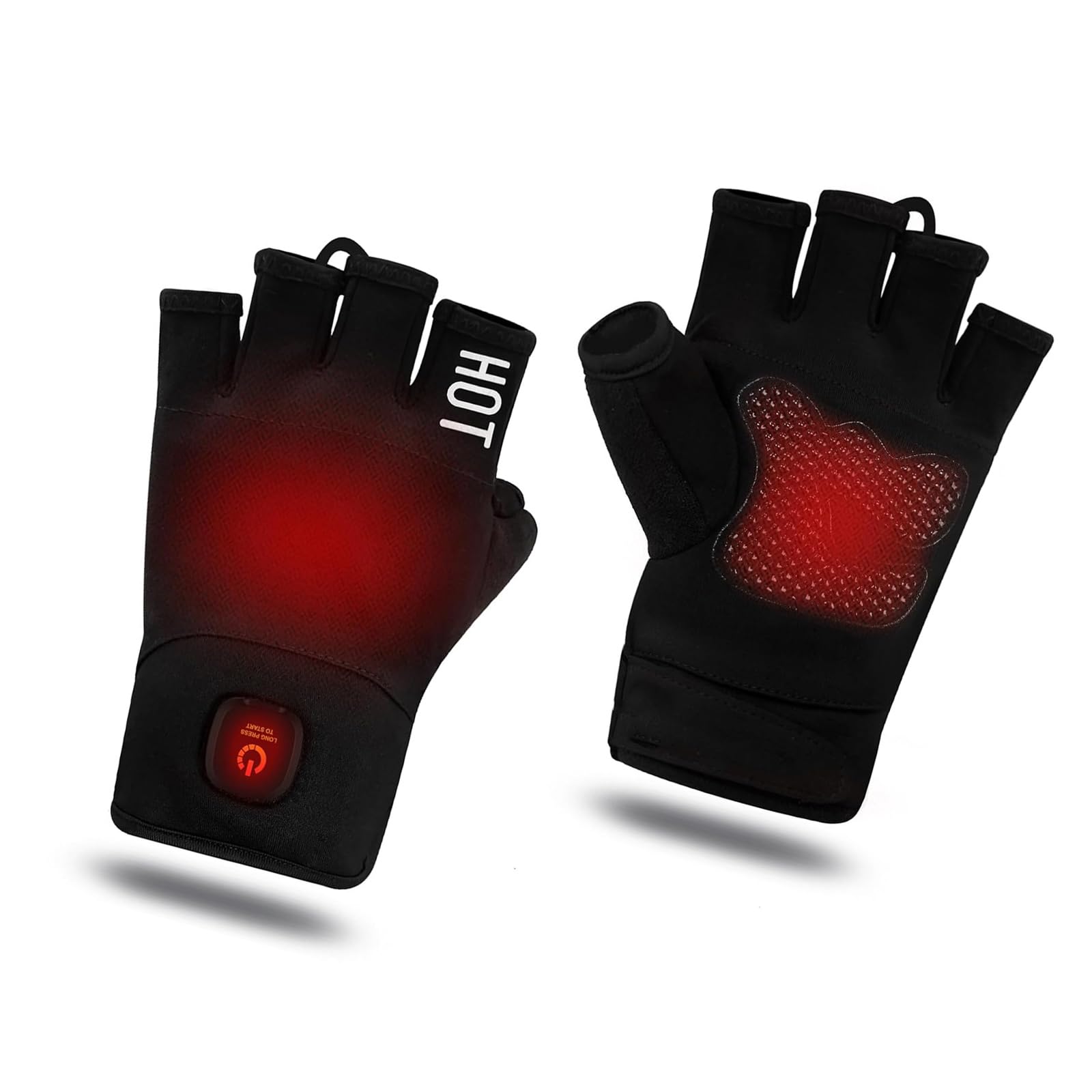 Guanti caldi a mezze dita, alimentati tramite USB, temperatura modificabile, per moto, equitazione, ghiaccio, sicurezza delle mani, guanti riscaldati per esterni, con calore rapido