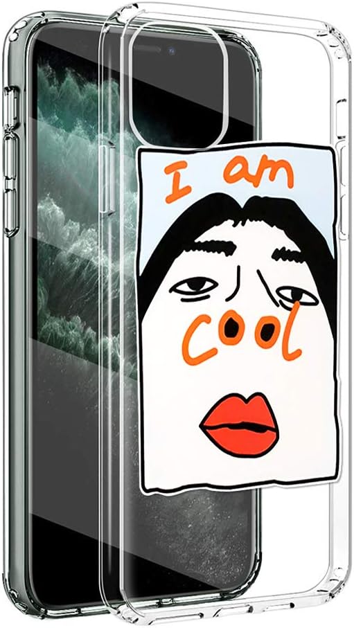 Zhuofan Plus iPhone 11 Pro Max Case, Crystal Clear Silicone Soft Transparent Tpu Gel with Design Print Pattern Anti Scratch Shockproof Protective Bumper Back Cover for Apple iPhone 11 Pro Max, Cool