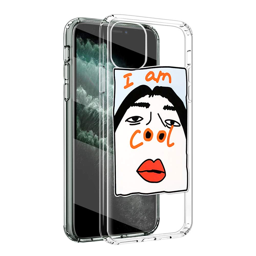 Zhuofan Plus iPhone 11 Pro Max Case, Crystal Clear Silicone Soft Transparent Tpu Gel with Design Print Pattern Anti Scratch Shockproof Protective Bumper Back Cover for Apple iPhone 11 Pro Max, Cool