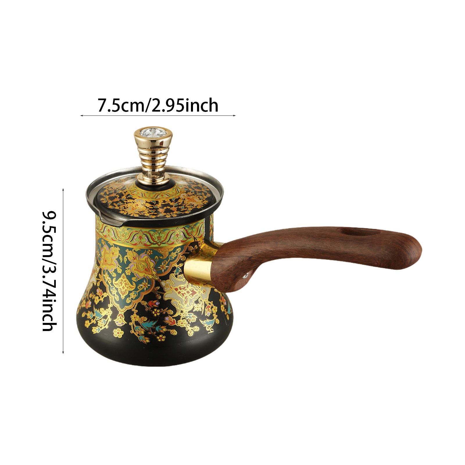 Caffettiera con Coperchio E Manico Ergonomico. Facile da Pulire. Design Antiscottatura. Riscaldamento Uniforme. a Prova di Perdite. Adatta per Cucina, 350 Ml