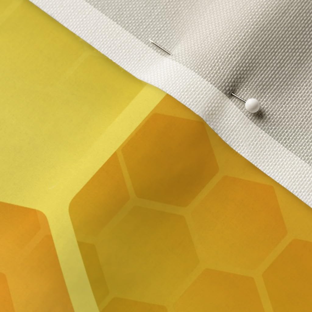 Spoonflower Fabric - Honeycomb Hexagon Honeybee Yellow Geometric Insect Bugs Pollinator Printed on Upholstery Velvet Fabric Fat Quarter - Upholstery Home Decor Bottomweight Apparel