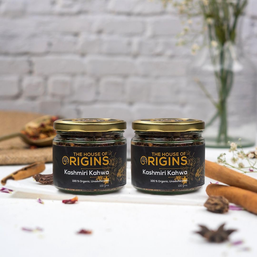 The House of Origins | Premium Kashmiri Kahwa | Blended with Saffron, Almonds, Cinnamon, Rose Petals and rare Spices | Premium Detox Tea - 200 gm (Pack of 2) (B0CGRTLCXM) Amazon Price History, Amazon Price Tracker
