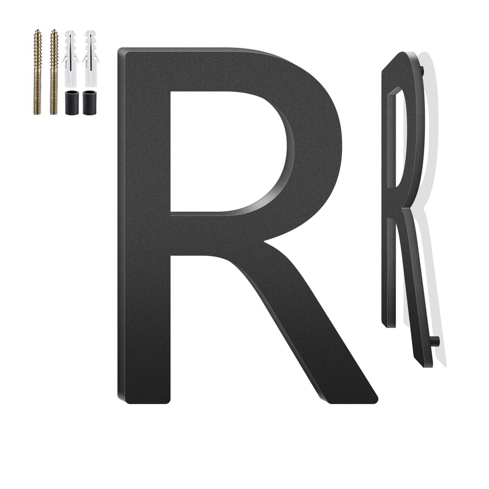 20 Inch Floating House Numbers and Metal Letters for Outdoor Signs, House Numbers for Outside, Aluminum Address Letters and Numbers for Door, Mailbox, Garden, Perfect for Home or Office (Letter R)