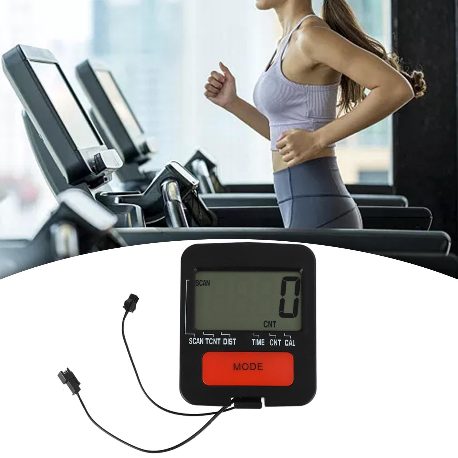 Compteur Pour Rameur / Vélo Stationnaire - Affichage REPS/min, Temps, Calories - Alimentation 2xAAA, Dimensions 11,6x8,2 Cm