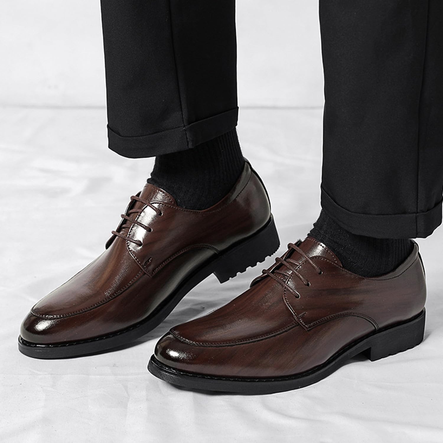 Scarpe Oxford da Uomo Stringate Derby Scarpe Classiche da Cerimonia Business Eleganti da Uomo
