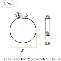 Vista 4 de Abrazaderas de conducto de acero inoxidable 304 ajustables de 3 pulgadas, abrazadera de tubo, abrazadera de conducto de aire, abrazaderas