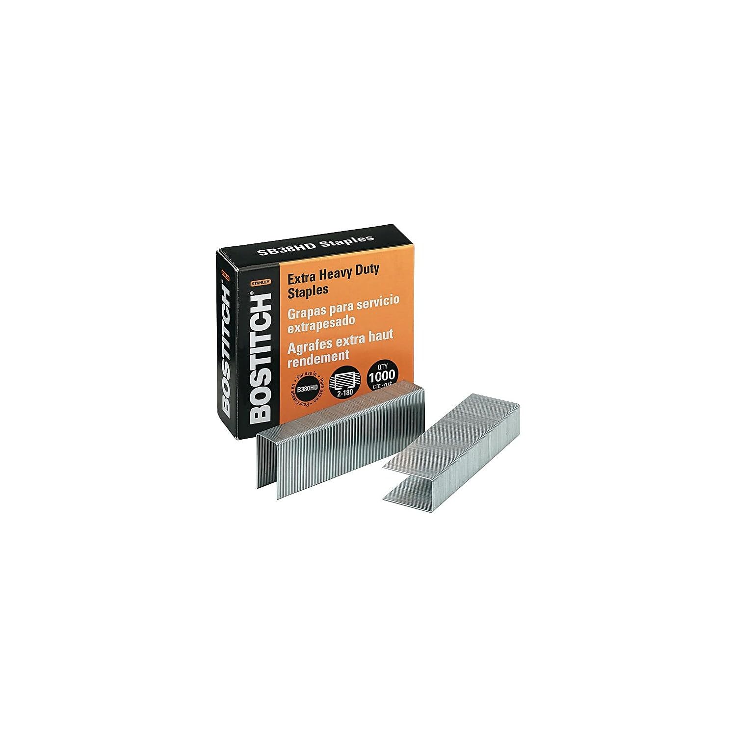 Bostitch Punti Metallici per Auto 180, 1000/BX, Argento, per Cartone o Materiali di Imballaggio, Tessuti o Imbottiture, Lavorazione del Legno