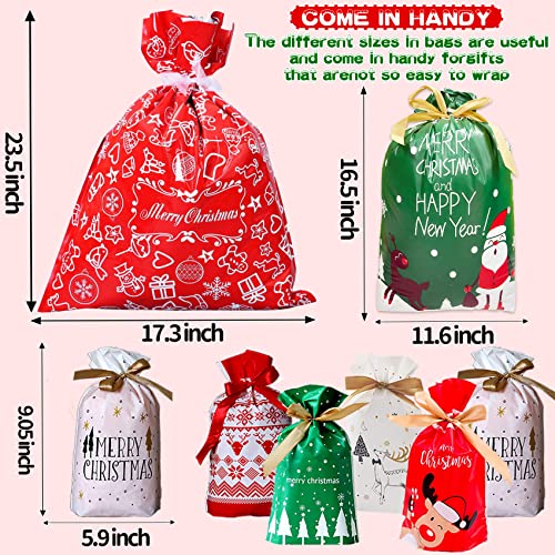 Funnlot Christmas Drawstring Gift Bags 32Pcs In 7 Styles Christmas Wrapping Bags Xmas Treats Bags Christmas Party Favor Pouch Goody Sweet Treat Candy Bags With Ribbon Ties Christmas Gift Bags Drawstring #TOP1