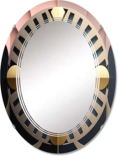 Golden Sphere Geometrics- Espejo de tocador, espejos de baño, espejos de pared para sala de estar, dormitorio, espejo ovalado, grande, 20 x 30 pies,